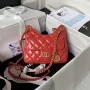Chanel AS3710 Small Hobo Handbag Shiny Crumpled Calfskin & Gold Tone Metal Red