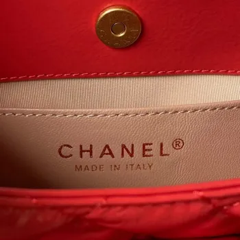 Chanel AS3710 Small Hobo Handbag Shiny Crumpled Calfskin & Gold Tone Metal Red
