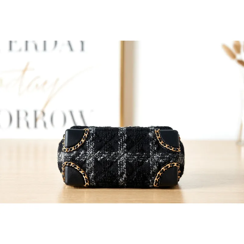 Chanel AS3572 Small Flap Bag Wool Tweed Black