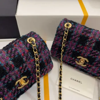Chanel AS3572 Small Flap Bag Wool Tweed Purple