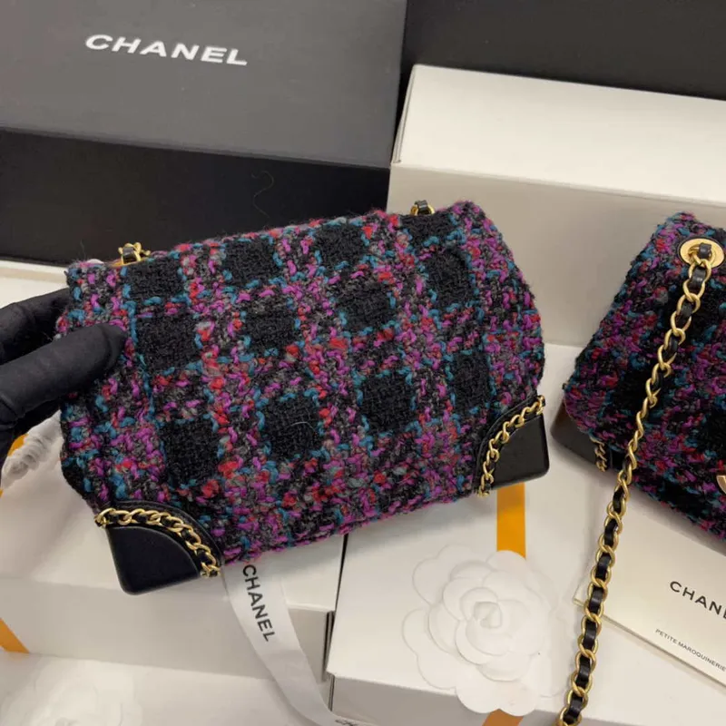 Chanel AS3572 Small Flap Bag Wool Tweed Purple