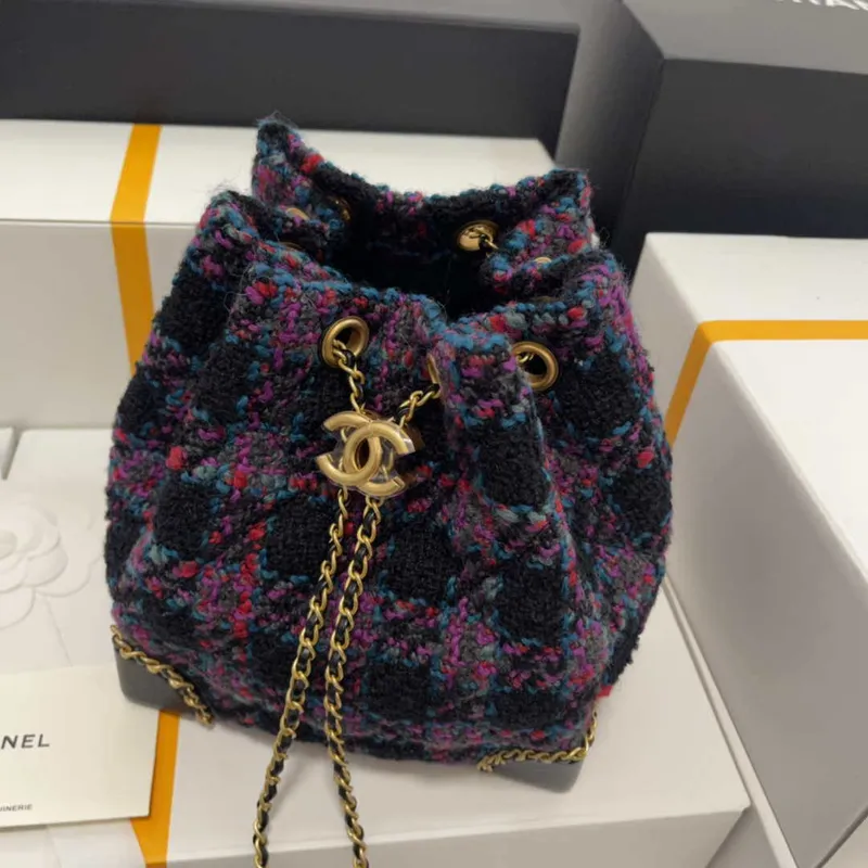 Chanel AS2318 Bucket 22K Purple Tweed Bag
