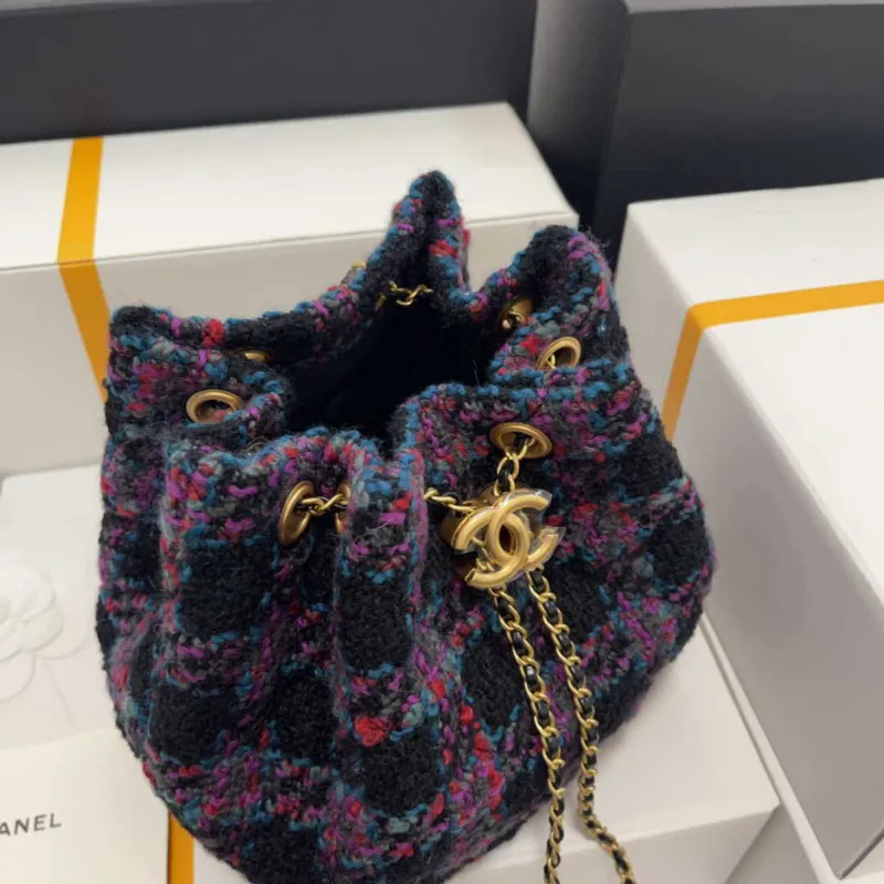 Chanel AS2318 Bucket 22K Purple Tweed Bag