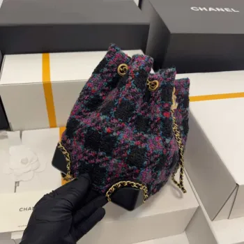Chanel AS2318 Bucket 22K Purple Tweed Bag