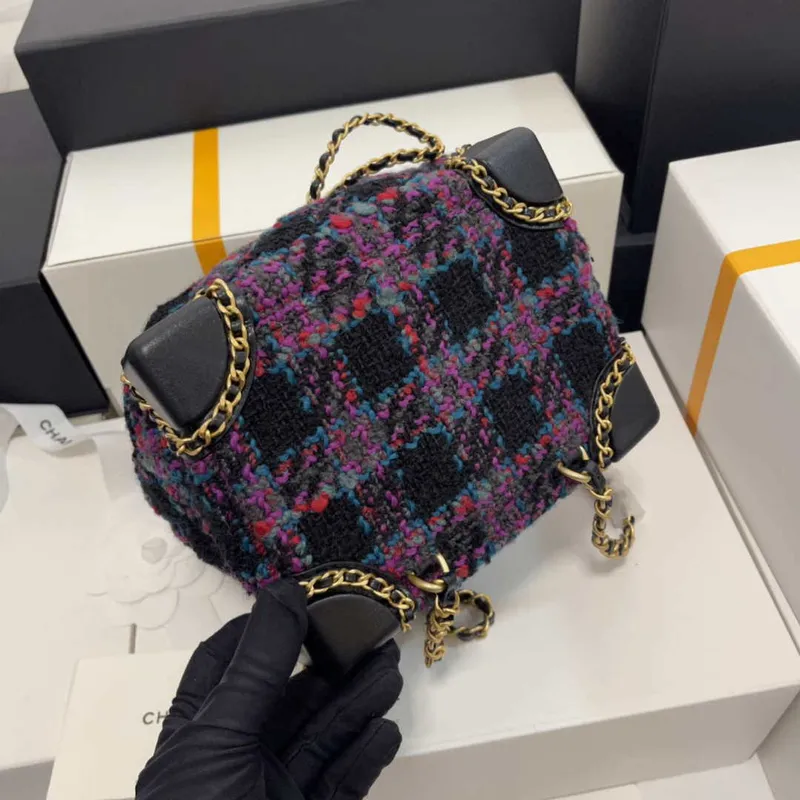 Chanel AS2318 Bucket 22K Purple Tweed Bag