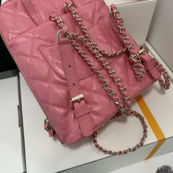 Chanel AS3332 Backpack Shiny Calfskin Bag Pink