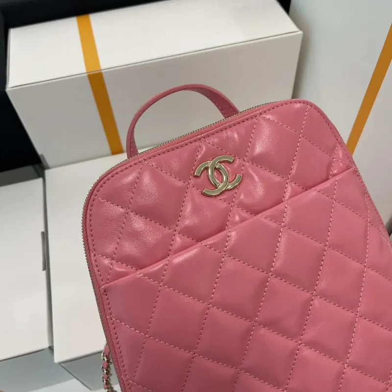 Chanel AS3332 Backpack Shiny Calfskin Bag Pink