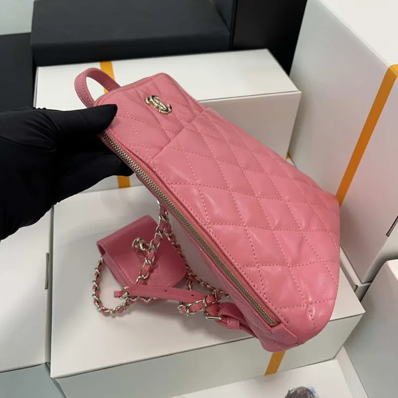 Chanel AS3332 Backpack Shiny Calfskin Bag Pink