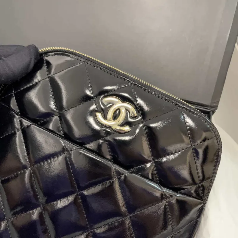 Chanel AS3332 Backpack Shiny Calfskin Bag Black