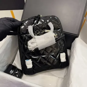 Chanel AS3332 Backpack Shiny Calfskin Bag Black