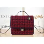 Chanel AS3662 LARGE BACKPACK Wool Tweed & Gold Tone Metal Wine Red