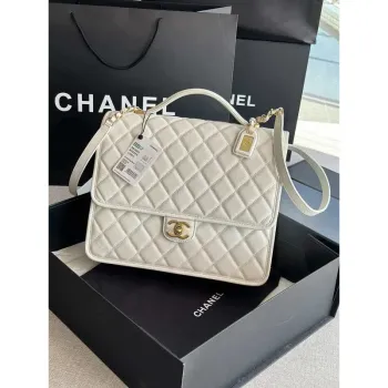 Chanel AS3662 LARGE BACKPACK Calfskin & Gold Tone Metal White