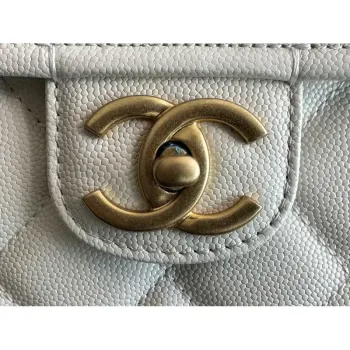 Chanel AS3662 LARGE BACKPACK Calfskin & Gold Tone Metal White