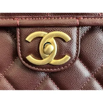 Chanel AS3662 LARGE BACKPACK Calfskin & Gold Tone Metal Wine Red