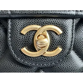 Chanel AS3662 LARGE BACKPACK Calfskin & Gold Tone Metal Black