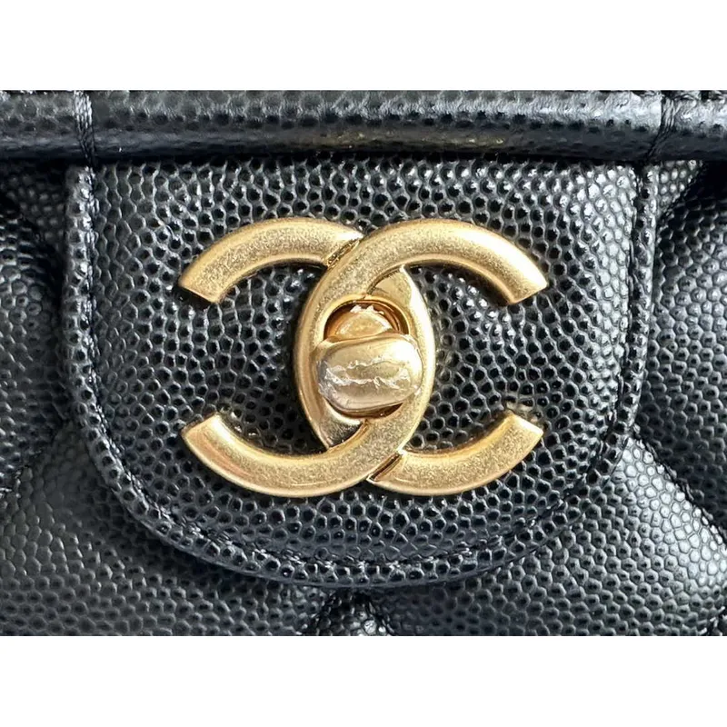 Chanel AS3662 LARGE BACKPACK Calfskin & Gold Tone Metal Black