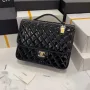 Chanel AS3662 LARGE BACKPACK Patent Calfskin & Gold Tone Metal Black