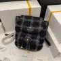 Chanel AS3615 Backpack Wool Tweed & Gold Tone Metal Black & Gray