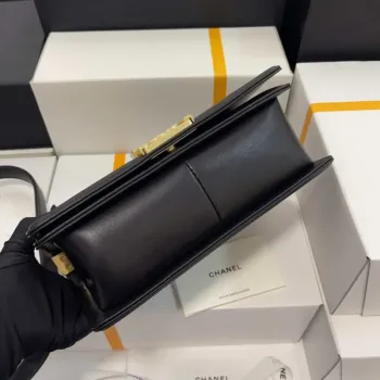 Chanel A67086 Boy Handbag Black Lambskin Leather Gold