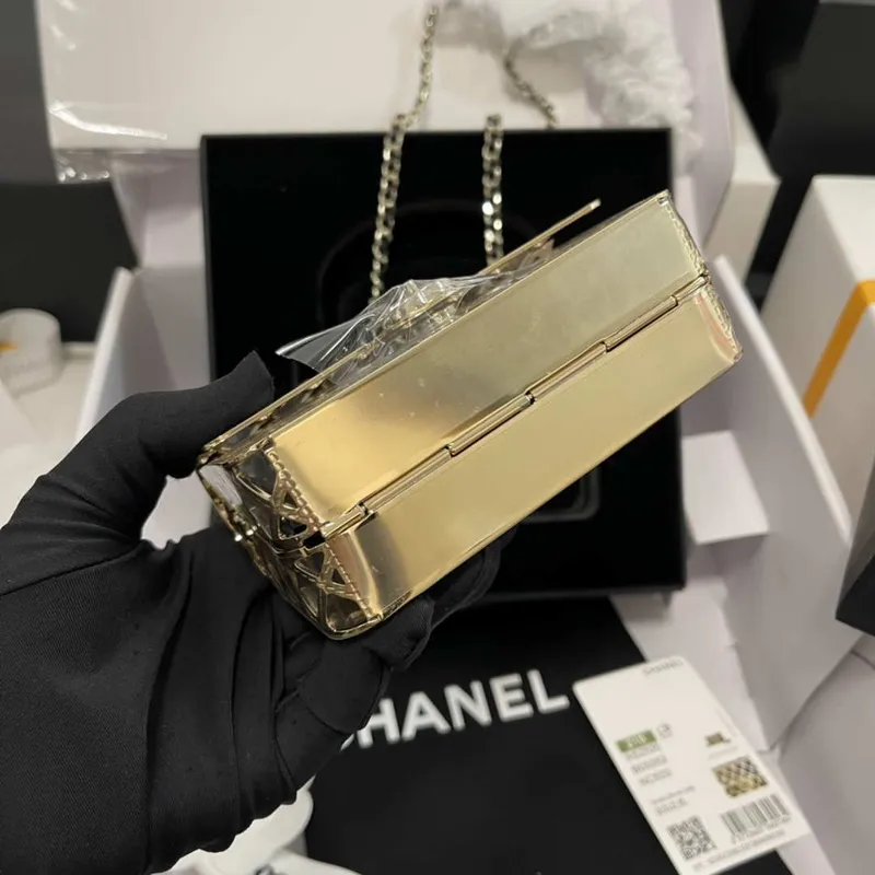 Chanel AS2535 Mini Evening Bag Gold Tone Metal & Lambskin