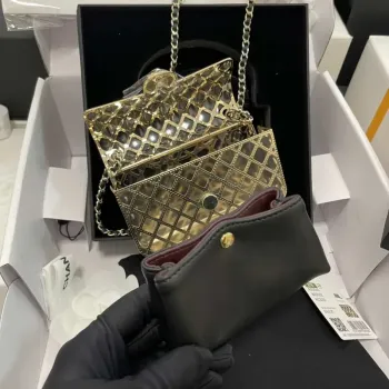 Chanel AS2535 Mini Evening Bag Gold Tone Metal & Lambskin