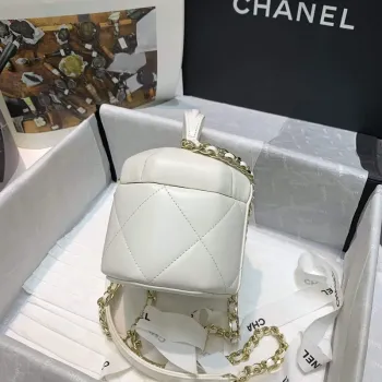 Chanel AS2630 Small Vanity Case Lambskin gold tone metal White