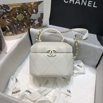 Chanel AS2630 Small Vanity Case Lambskin gold tone metal White