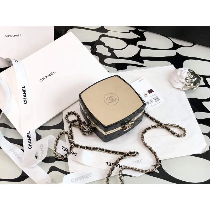 Chanel AP2398 Small Vanity Case Lambskin gold tone metal Black and Gold