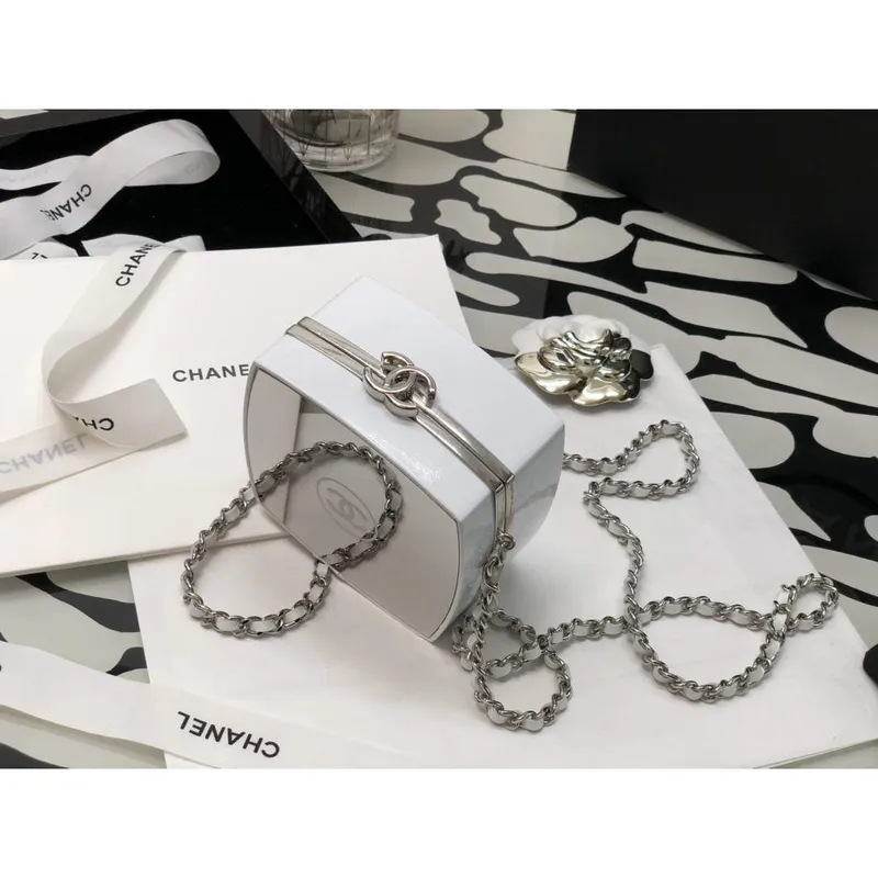 Chanel AP2398 Small Vanity Case Lambskin gold tone metal White and Silver