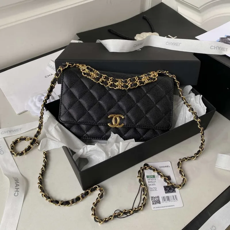 Chanel AP3019 Small Flap Bag WOC Calfskin Phone bag Black