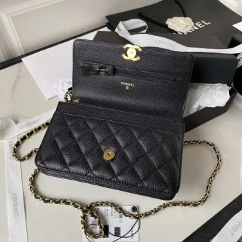 Chanel AP3019 Small Flap Bag WOC Calfskin Phone bag Black