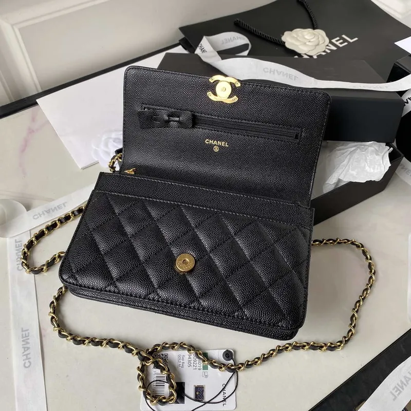 Chanel AP3019 Small Flap Bag WOC Calfskin Phone bag Black