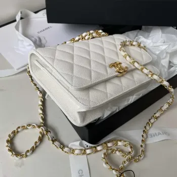 Chanel AP3019 Small Flap Bag WOC Calfskin Phone bag White