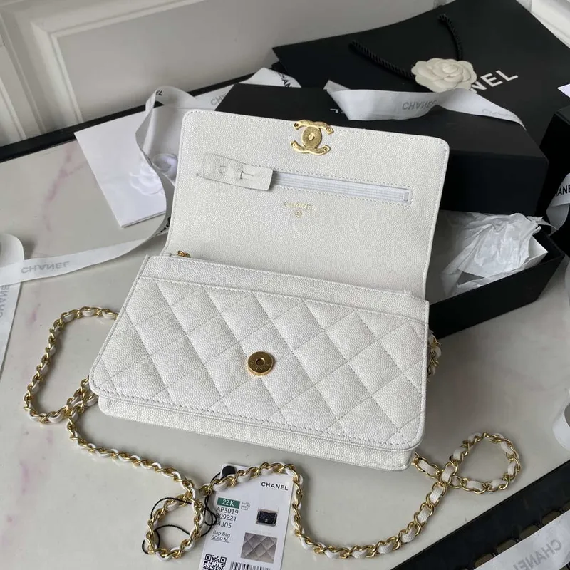 Chanel AP3019 Small Flap Bag WOC Calfskin Phone bag White