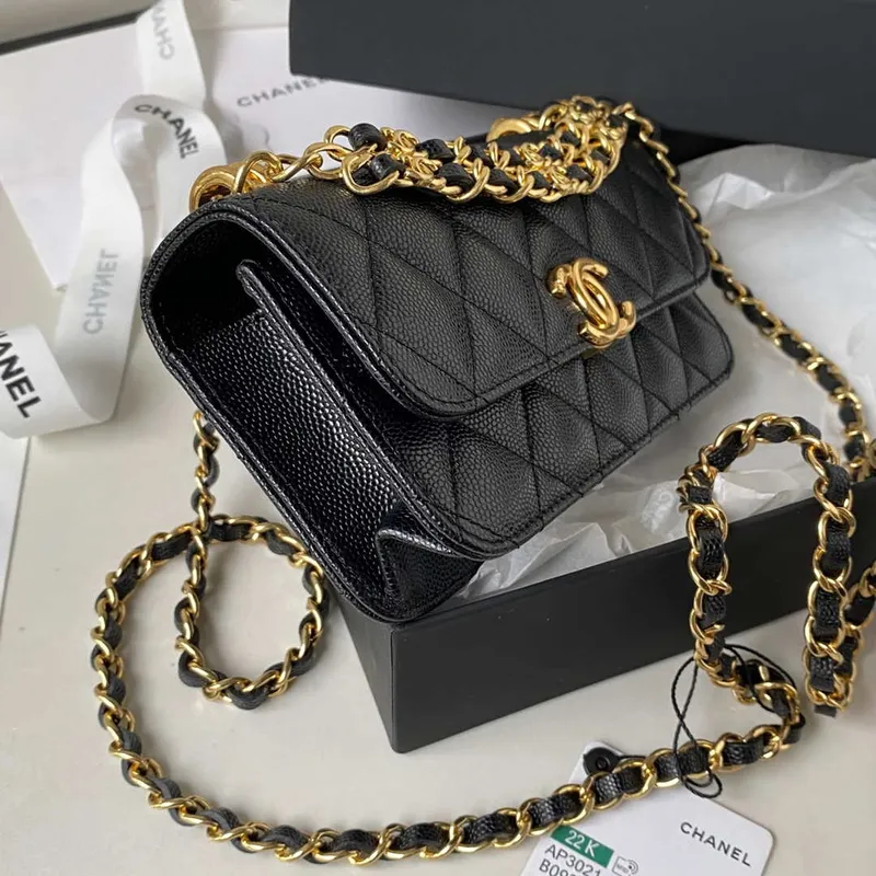 Chanel AP3021 Mini Flap Bag WOC Calfskin Phone bag Black