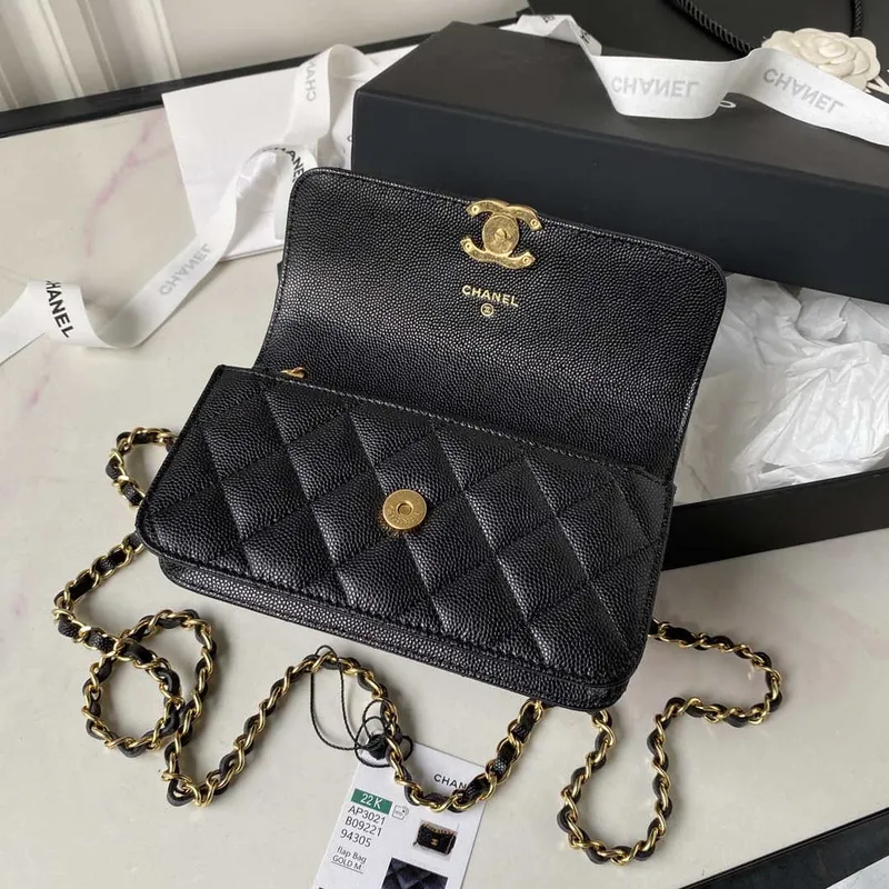 Chanel AP3021 Mini Flap Bag WOC Calfskin Phone bag Black