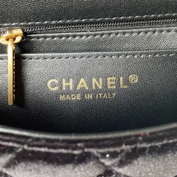 Chanel AS3442 Mini Flap Bag Velvet Enamel & Gold Tone Metal Black