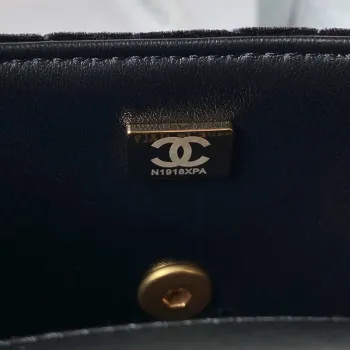 Chanel AS3442 Mini Flap Bag Velvet Enamel & Gold Tone Metal Black