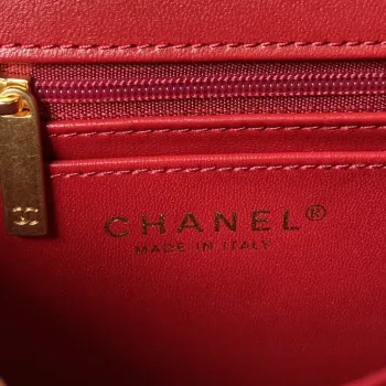 Chanel AS3442 Mini Flap Bag Velvet Enamel & Gold Tone Metal Wine Red