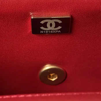 Chanel AS3442 Mini Flap Bag Velvet Enamel & Gold Tone Metal Wine Red