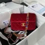 Chanel AS3432 Small Flap Bag Velvet Enamel & Gold Tone Metal Wine Red
