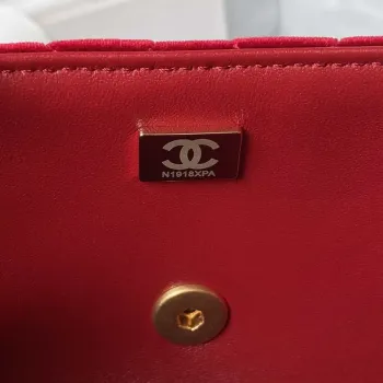 Chanel AS3432 Small Flap Bag Velvet Enamel & Gold Tone Metal Wine Red