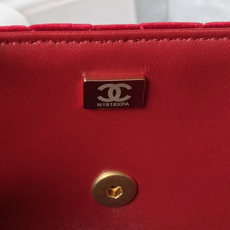 Chanel AS3432 Small Flap Bag Velvet Enamel & Gold Tone Metal Wine Red