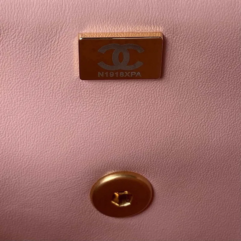 Chanel AS3432 Small Flap Bag Velvet Enamel & Gold Tone Metal Pink