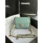 Chanel AS3738 Mini Flap Bag Lambskin Enamel & Gold Tone Metal Blue