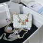 Chanel AS3738 Mini Flap Bag Lambskin Enamel & Gold Tone Metal White