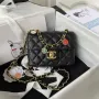 Chanel AS3738 Mini Flap Bag Lambskin Enamel & Gold Tone Metal Black