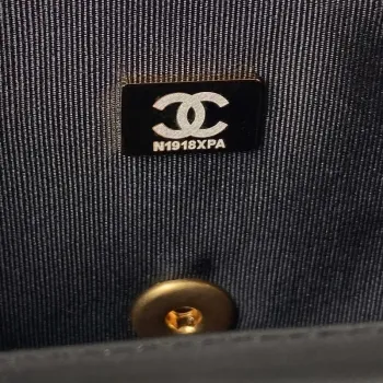 Chanel AS3738 Mini Flap Bag Lambskin Enamel & Gold Tone Metal Black