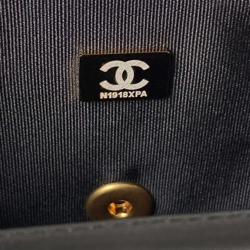 Chanel AS3738 Mini Flap Bag Lambskin Enamel & Gold Tone Metal Black