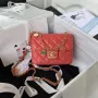 Chanel AS3738 Mini Flap Bag Lambskin Enamel & Gold Tone Metal Red
